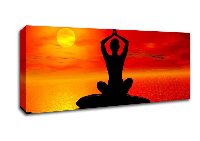 Picture of Yoga Ocean Sun Blaze Panoramic Canvas Wall Art