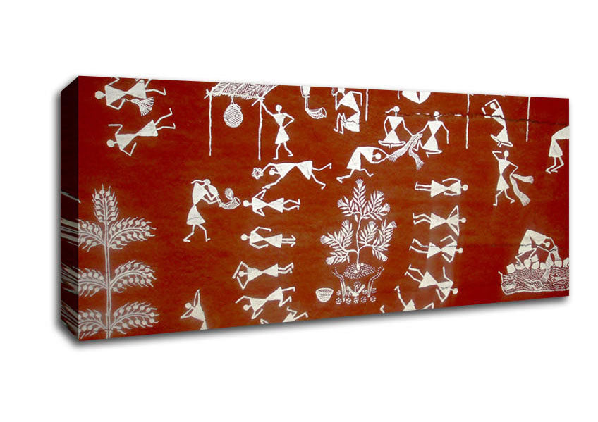 Picture of Aboriginal Warli Mahabharata Panoramic Canvas Wall Art