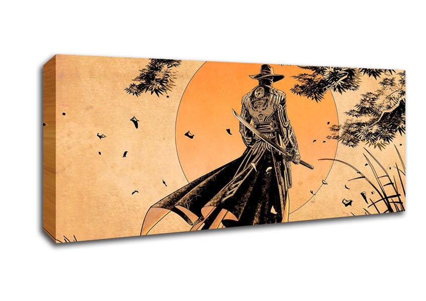 Picture of Japanese Samurai Sunset Panoramic Canvas Wall Art