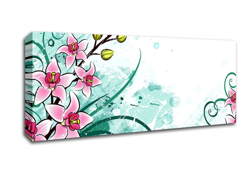 Picture of Pink Flowers Panoramic Canvas Wall Art