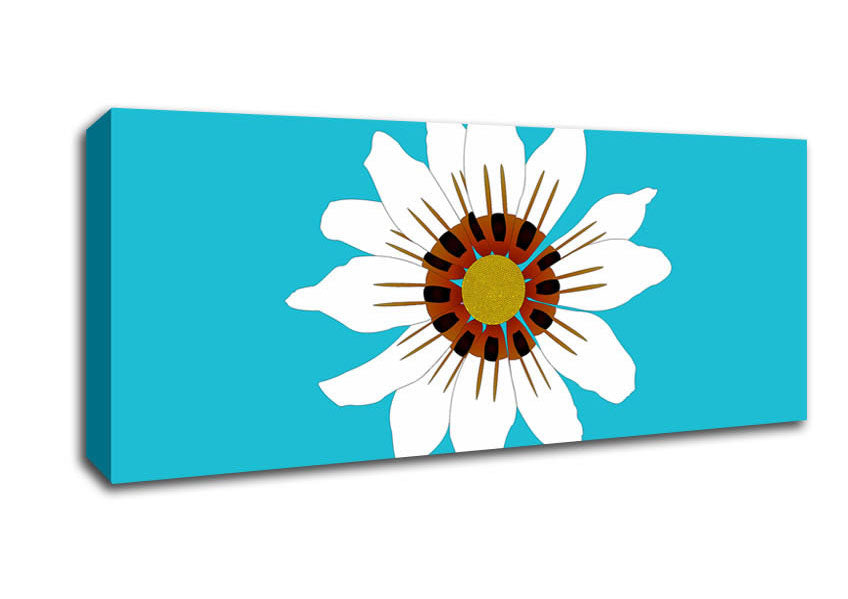 Picture of White Daisy Blues Panoramic Canvas Wall Art