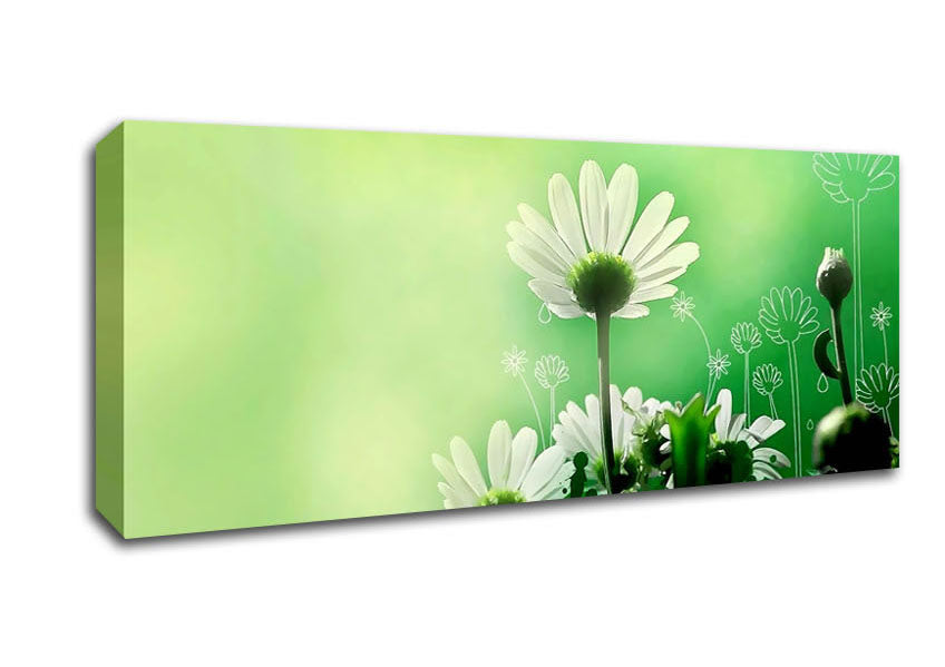 Picture of Green Flower Parade Panoramic Canvas Wall Art
