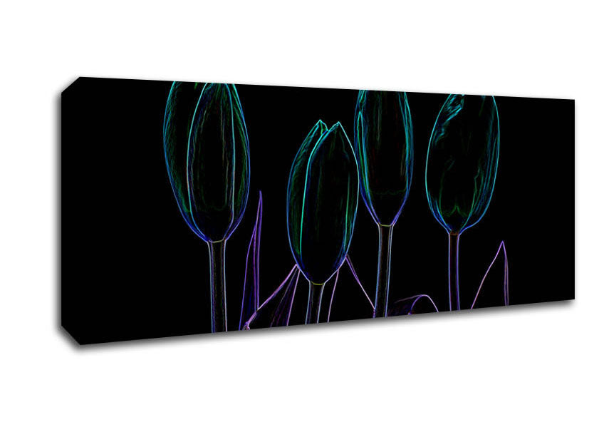 Picture of Abstarct Neon Floral 30 Panoramic Canvas Wall Art