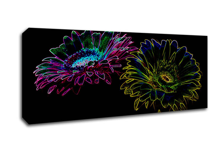 Picture of Abstarct Neon Floral 12 Panoramic Canvas Wall Art