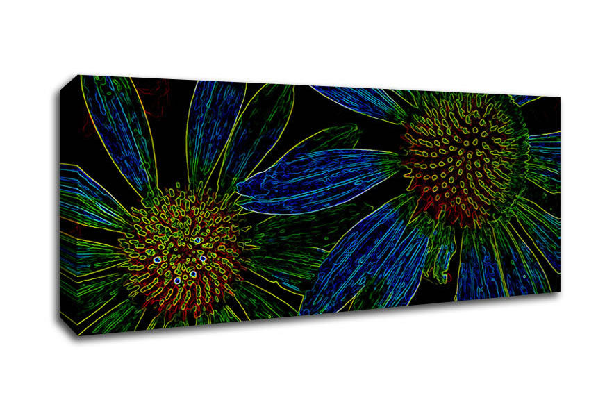 Picture of Abstarct Neon Floral 18 Panoramic Canvas Wall Art