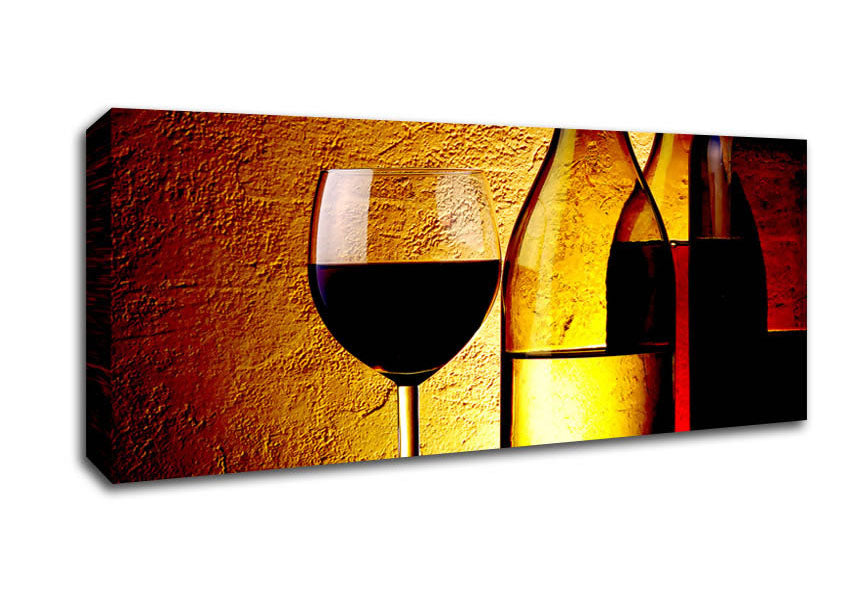 Picture of Wine Bottles And Glasses Panoramic Canvas Wall Art