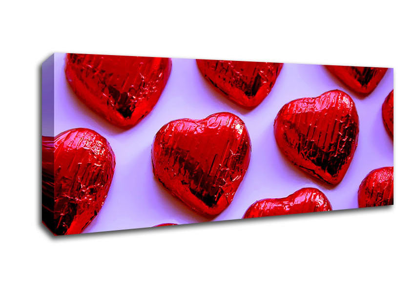 Picture of Red Chocolate Love Hearts Panoramic Canvas Wall Art