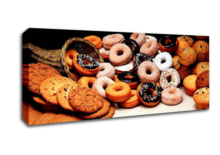 Picture of Donuts And Cookies Panoramic Canvas Wall Art