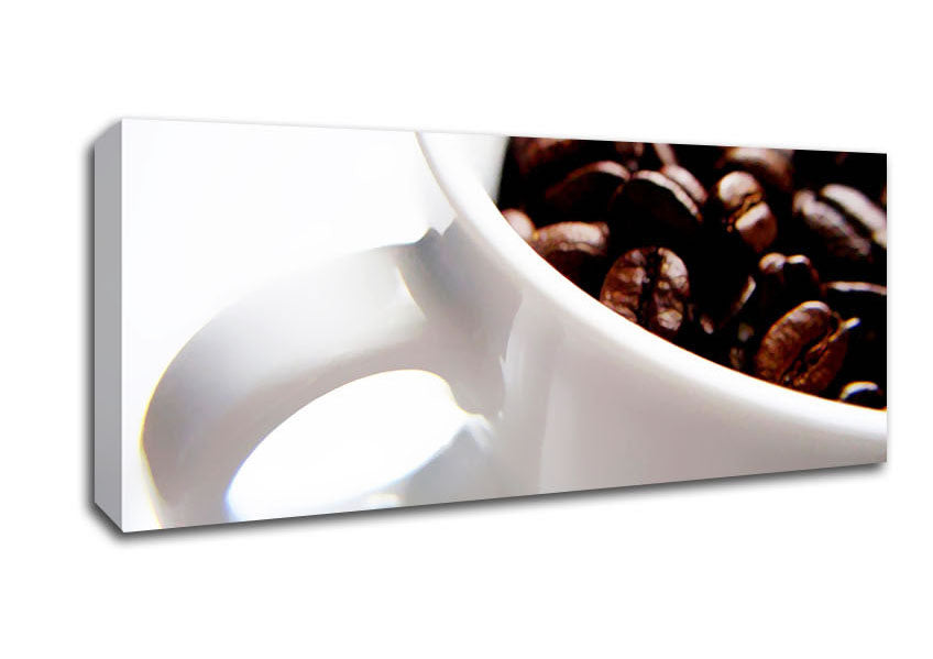 Picture of White Coffee Bean Mug Panoramic Canvas Wall Art