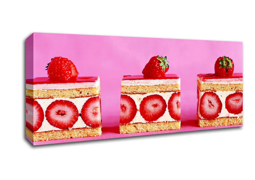Picture of Strawberry Cake Delight Panoramic Canvas Wall Art