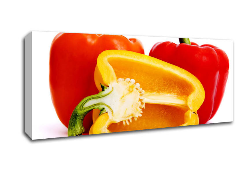 Picture of Pepper Halves Panoramic Canvas Wall Art