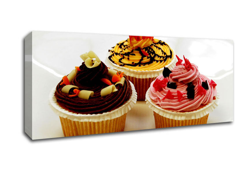 Picture of Cupcake Trio Panoramic Canvas Wall Art