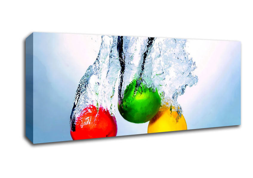 Picture of Fruit Trio Splash Panoramic Canvas Wall Art