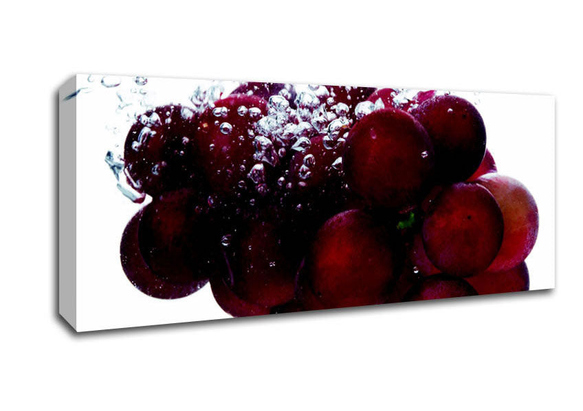 Picture of Water Splash Grapes Panoramic Canvas Wall Art