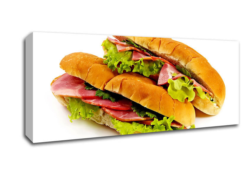 Picture of Ham Sandwiches Panoramic Canvas Wall Art