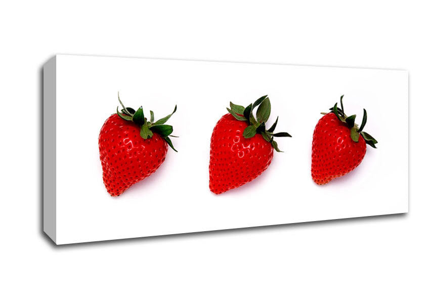 Picture of Trio Of Strawberrys Panoramic Canvas Wall Art