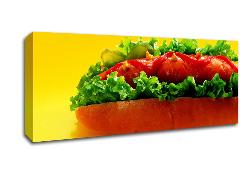 Picture of Hot Dog With Everything Panoramic Canvas Wall Art