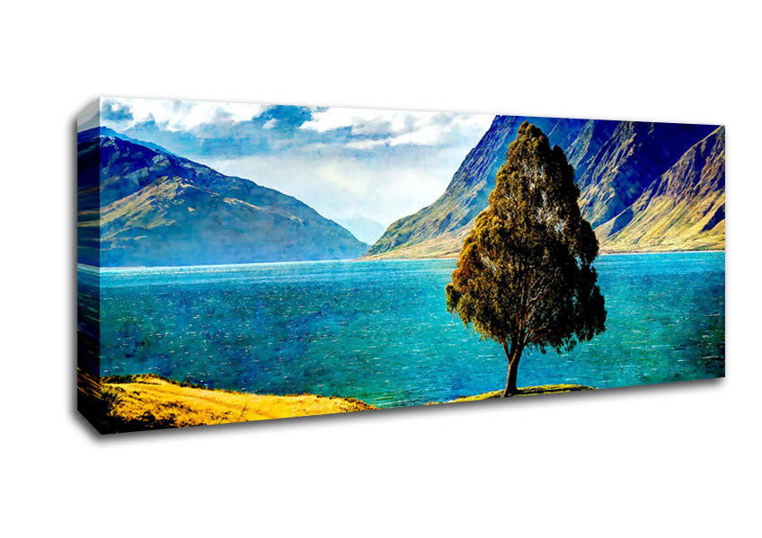 Picture of Tree By The Lake Panoramic Canvas Wall Art