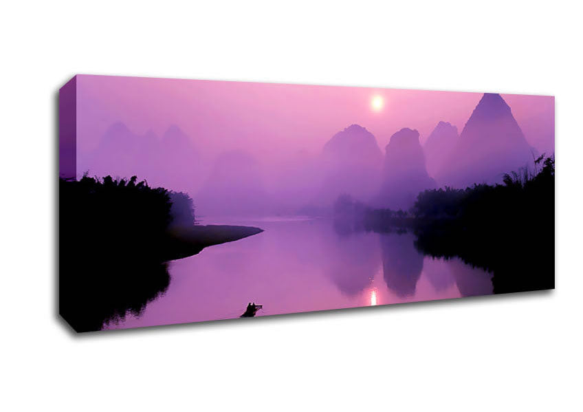 Picture of Pink Blue Paradise Lake Panoramic Canvas Wall Art