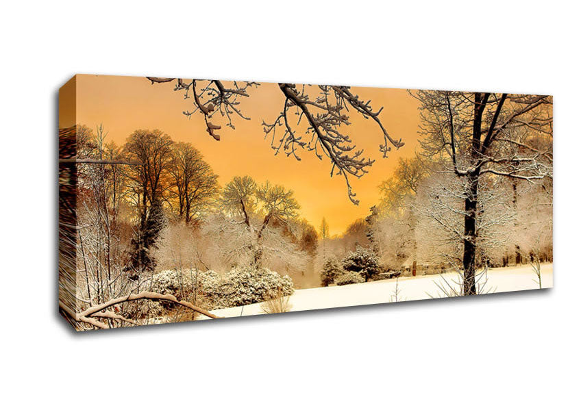Picture of Winter Lake Paradise Panoramic Canvas Wall Art