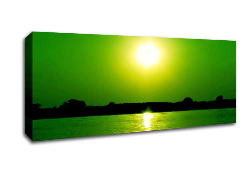 Picture of Green Lake Sun Panoramic Canvas Wall Art