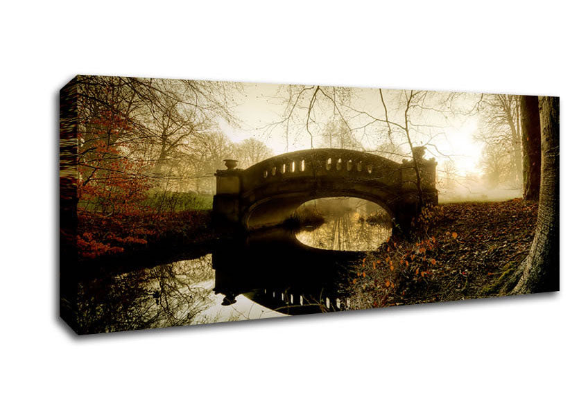 Picture of The Misty Autumn Bridge Panoramic Canvas Wall Art