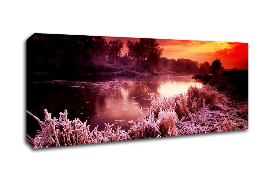 Picture of Winter By The Lake Panoramic Canvas Wall Art