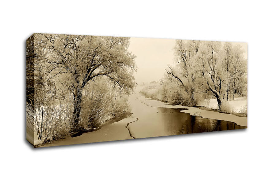 Picture of Winter Wonderland Sepia Panoramic Canvas Wall Art