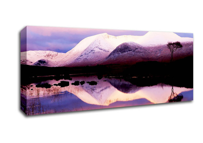 Picture of Tranquil Mountain Snow Reflections Panoramic Canvas Wall Art