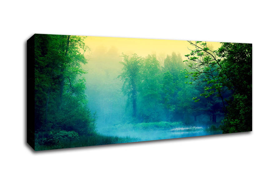 Picture of Lake In The Mist Panoramic Canvas Wall Art