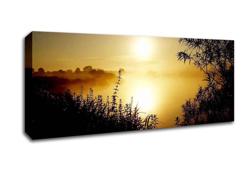 Picture of Yellow Winter Lake Panoramic Canvas Wall Art