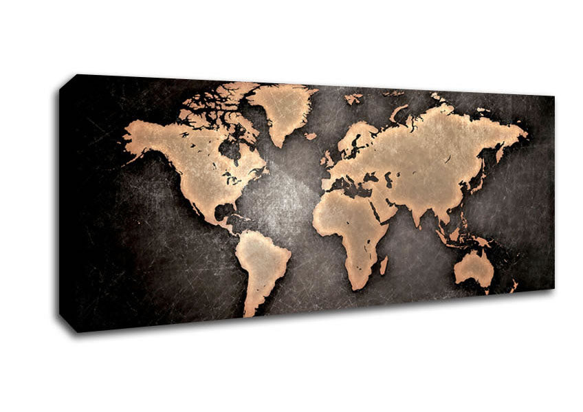 Picture of Grunge World Map Panoramic Canvas Wall Art