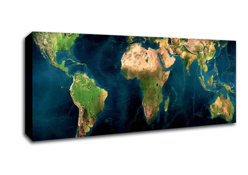 Picture of Great Map Of The World Panoramic Canvas Wall Art