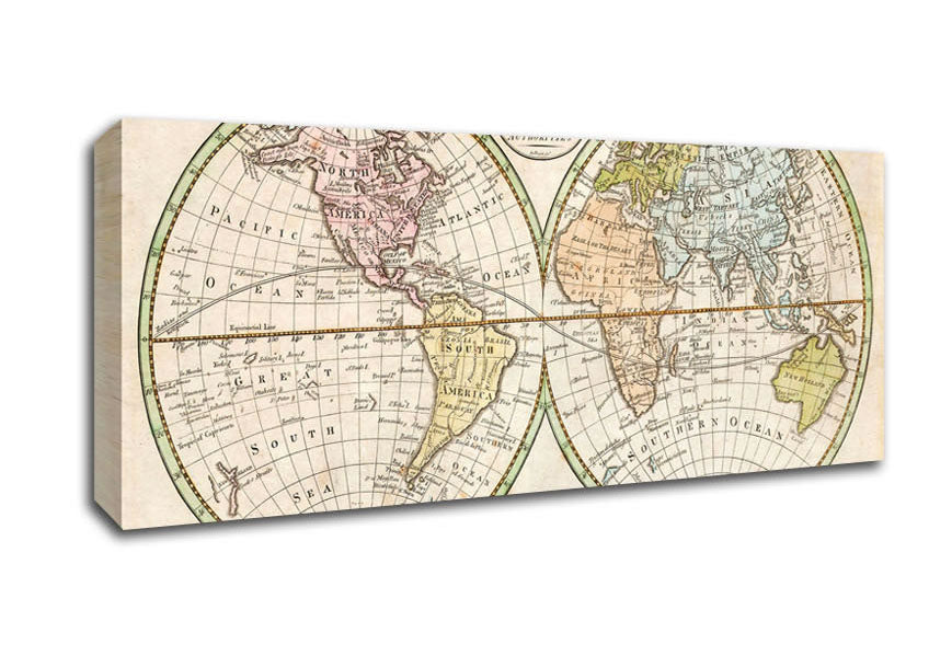 Picture of Map Of The World Pre American Map Panoramic Canvas Wall Art