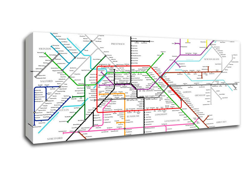 Picture of Manchester Pub Tube Map Panoramic Canvas Wall Art