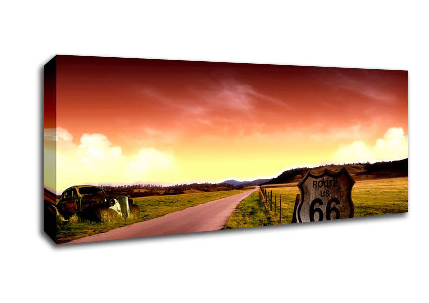 Picture of Drive Route 66 Panoramic Canvas Wall Art