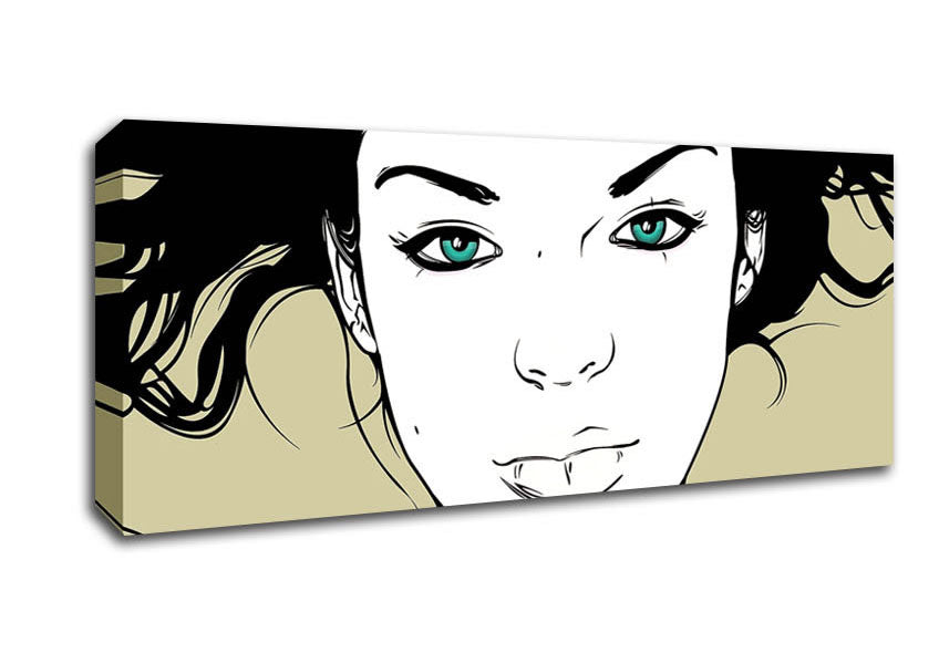Picture of Green Eyed Babe Panoramic Canvas Wall Art