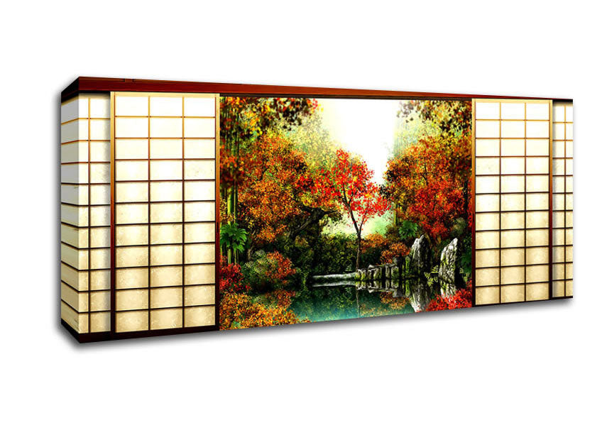Picture of Japanese Garden From Inside Panoramic Canvas Wall Art