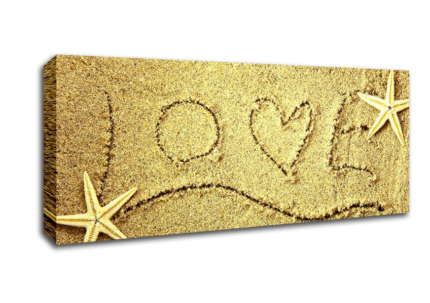 Picture of Love Message In The Sand Panoramic Canvas Wall Art