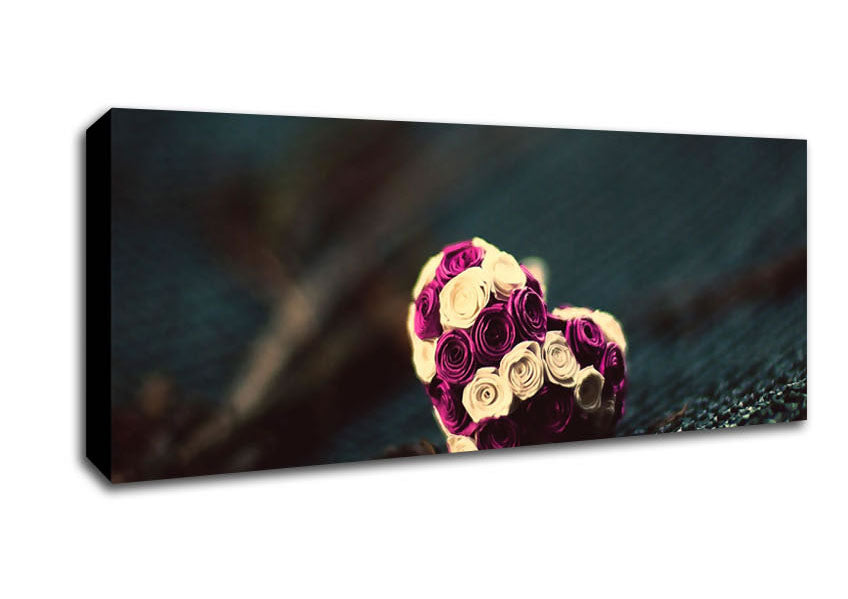 Picture of Roses Heart Panoramic Canvas Wall Art