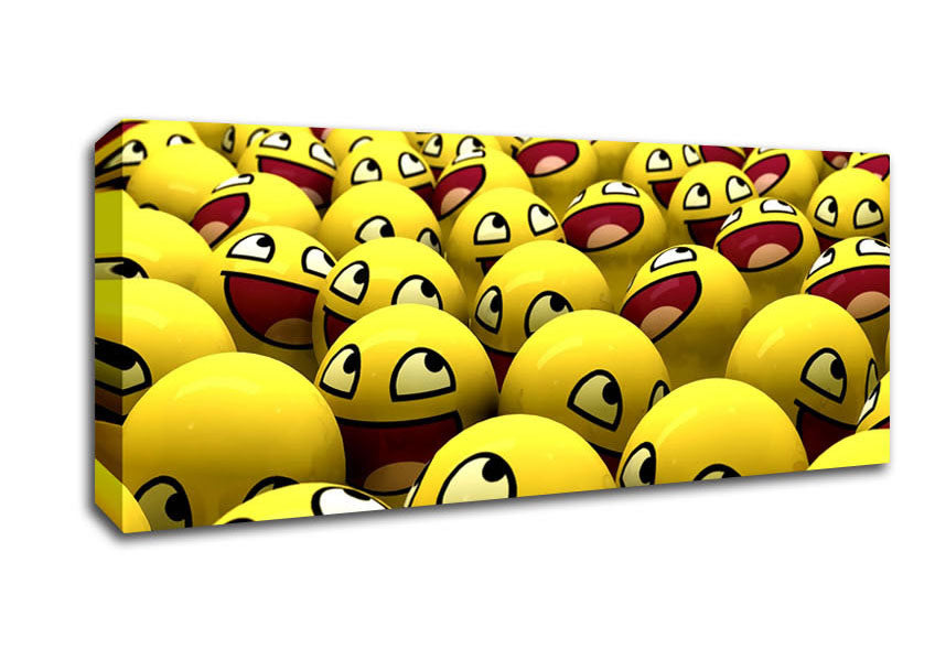 Picture of Funny Smileys Panoramic Canvas Wall Art