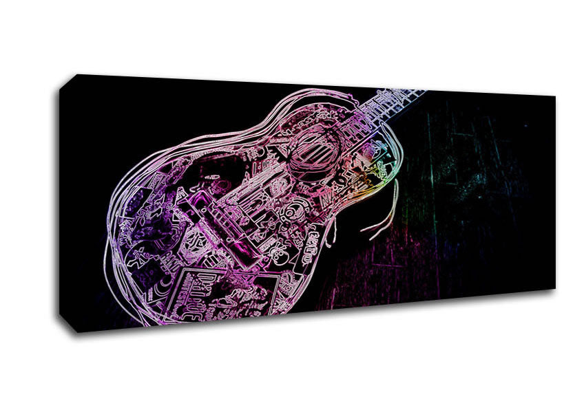 Picture of Guitar Graffiti Panoramic Canvas Wall Art