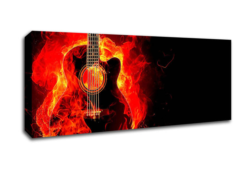 Picture of Guitar Flame Panoramic Canvas Wall Art