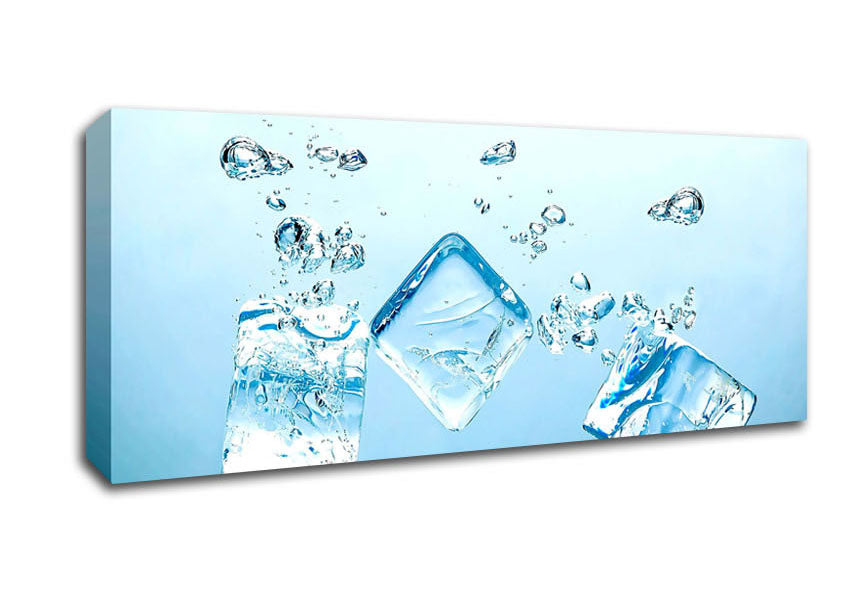 Picture of Ice Cubes Bubbles Panoramic Canvas Wall Art