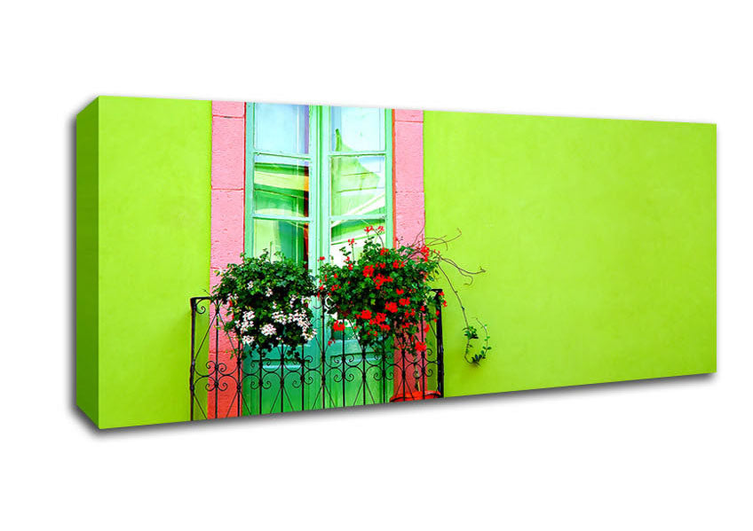 Picture of Green Wall Window Panoramic Canvas Wall Art