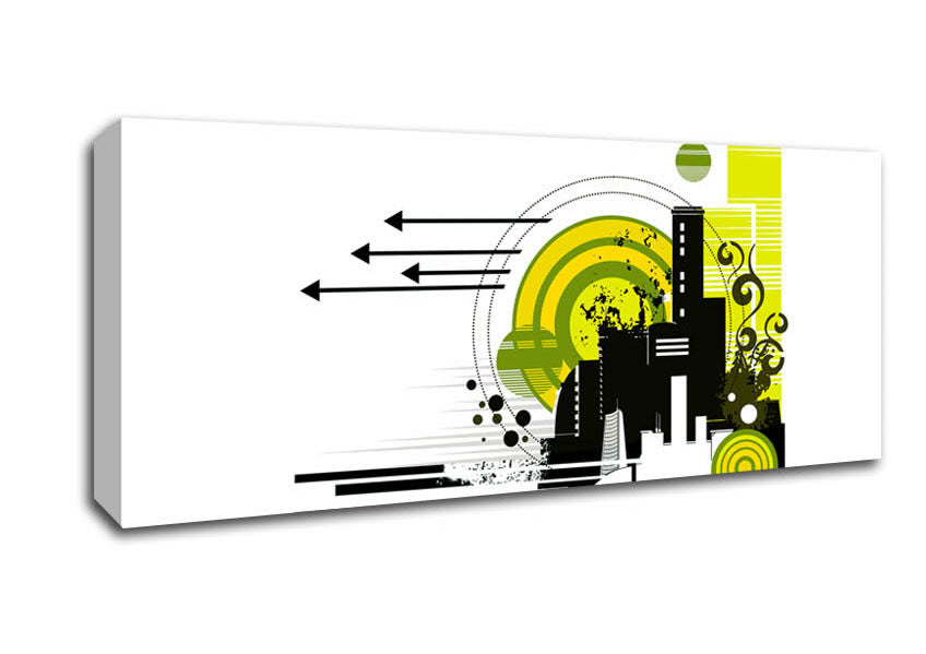 Picture of Contemporary City Sun White Panoramic Canvas Wall Art