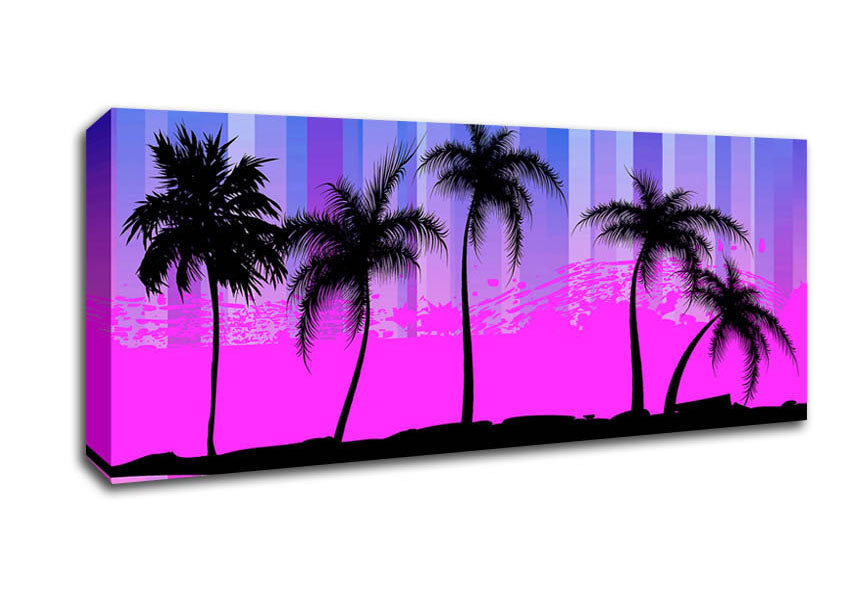 Picture of Pink Palmtree Paradise Panoramic Canvas Wall Art