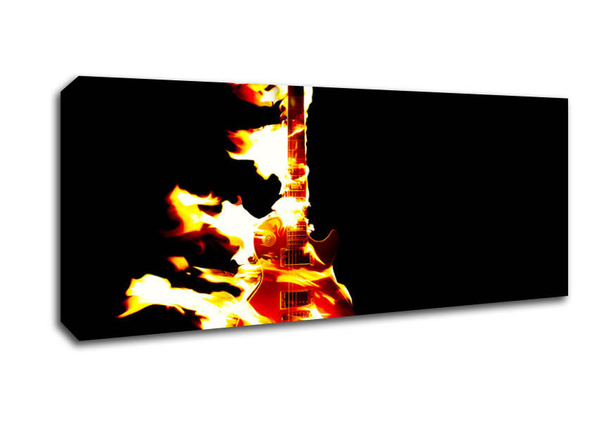 Picture of Guitar Flames Panoramic Canvas Wall Art