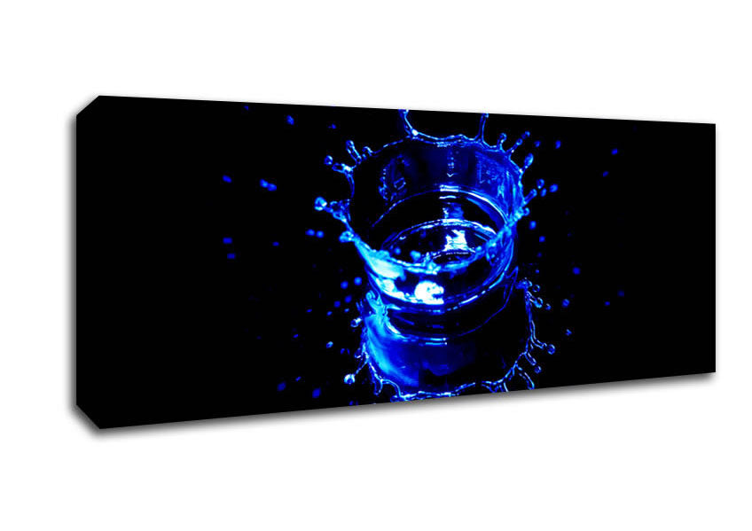 Picture of Electric Blue Water Drop Panoramic Canvas Wall Art