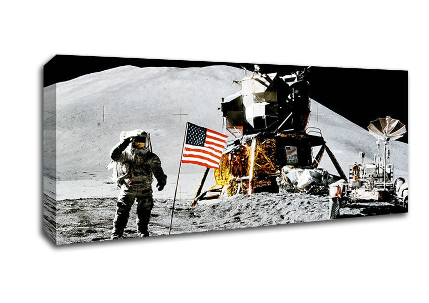 Picture of American Moon Landing Panoramic Canvas Wall Art